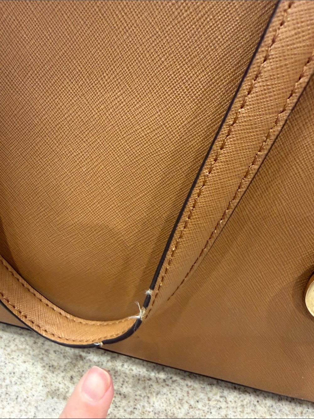 Michael Kors Tan Saffiano Leather Structured Tote with MK Charm - Picture 4 of 15
